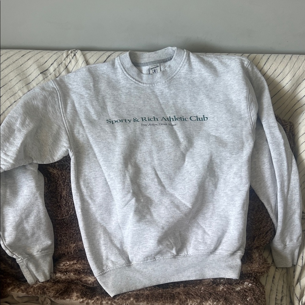 Sporty & Rich Athletic Club Gray Crewneck Sweater